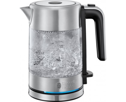Электрочайник Russell Hobbs Compact Home 0.8л, стекло, подсветка, серебристо-черный