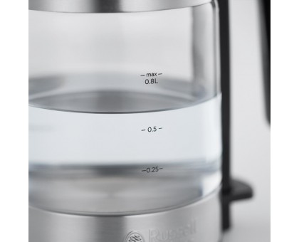 Электрочайник Russell Hobbs Compact Home 0.8л, стекло, подсветка, серебристо-черный