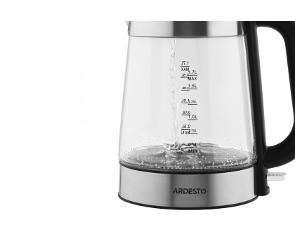 Электрочайник Ardesto 1.7л, Strix, стекло, серебристо-черный Электрочайник Ardesto 1.7л, Strix, стекло, серебристо-черный