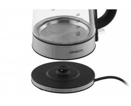 Электрочайник Ardesto 1.7л, Strix, стекло, серебристо-черный Электрочайник Ardesto 1.7л, Strix, стекло, серебристо-черный