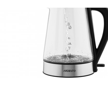 Електрочайник Ardesto 1.7л, Strix, скло, чорний