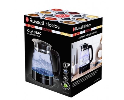 Електрочайник Russell Hobbs Hourglass 1.7л, скло, підсвічування, чорно-сріблястий Електрочайник Russell Hobbs Hourglass 1.7л, скло, підсвічування, чорно-сріблястий