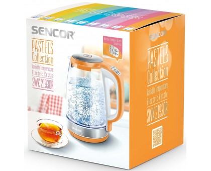 Электрочайник Sencor 2л, Strix, стекло, 5 темп.реж, оранжевый