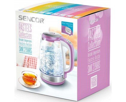 Электрочайник Sencor 2л, Strix, стекло, 5 темп.реж,лиловый