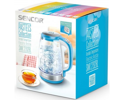 Электрочайник Sencor 2л, Strix, стекло, 5 темп.реж, синий