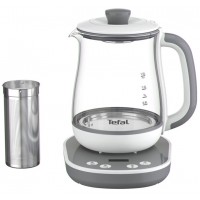 Электрочайник Tefal Tastea tea maker 1.5л, стекло, заварник, бело-серый