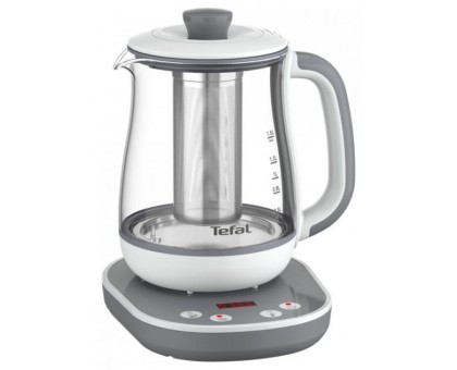 Електрочайник Tefal Tastea tea maker 1.5л, скло, заварник, біло-сірий