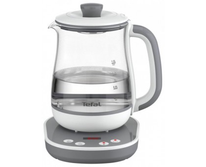 Електрочайник Tefal Tastea tea maker 1.5л, скло, заварник, біло-сірий