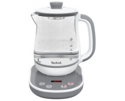Електрочайник Tefal Tastea tea maker 1.5л, скло, заварник, біло-сірий