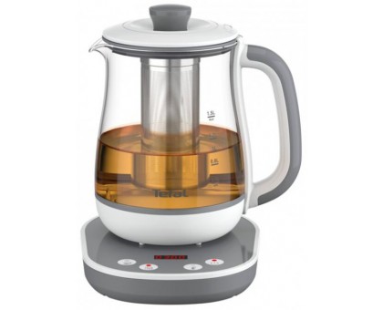 Електрочайник Tefal Tastea tea maker 1.5л, скло, заварник, біло-сірий
