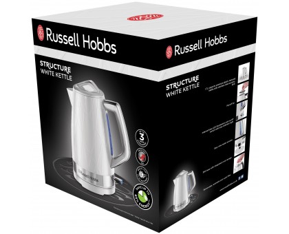 Електрочайник Russell Hobbs Structure, 1.7л, пластик, підсвічування, біло-сріблястий