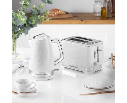 Електрочайник Russell Hobbs Structure, 1.7л, пластик, підсвічування, біло-сріблястий