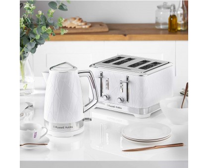Електрочайник Russell Hobbs Structure, 1.7л, пластик, підсвічування, біло-сріблястий