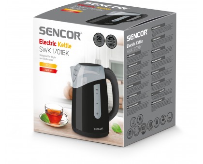 Електрочайник Sencor 1.7л, Strix, пластик, чорний