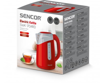 Електрочайник Sencor 1.7л, Strix, пластик, червоний