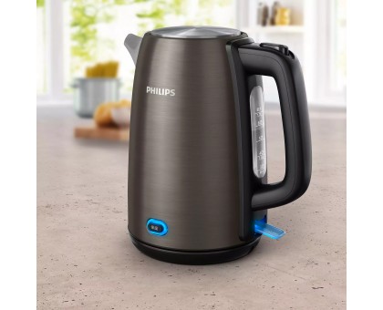 Електрочайник Philips Viva Collection 1.7л, LED підсвітка, сріблясто-чорний