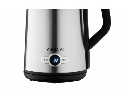 Электрочайник Ardesto Steel Collection 1.7л, Strix, LED дисплей, двойные стенки, серебристый