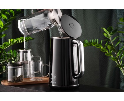 Електрочайник Ardesto Elegance, 1.7л, LED дисплей, подвійні стінки, Otter, чорний глянець