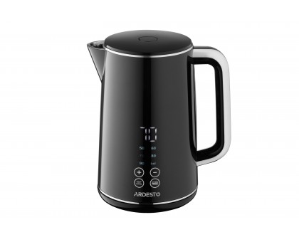 Електрочайник Ardesto Elegance, 1.7л, LED дисплей, подвійні стінки, Otter, чорний глянець