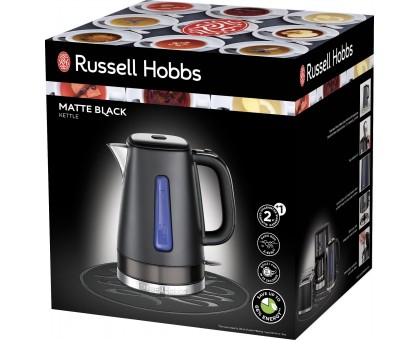 Электрочайник Russell Hobbs Matte Black 1.8л, Strix, металл, черный