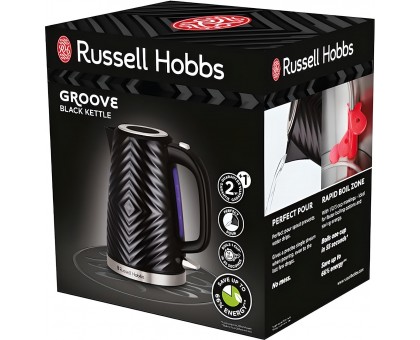 Электрочайник Russell Hobbs Groove Black, 1.7л, Strix, пластик, черный
