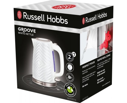 Электрочайник Russell Hobbs Groove White 1.7л, Strix, пластик, белый