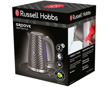 Электрочайник Russell Hobbs Groove Grey 1.7л, Strix, пластик, серый