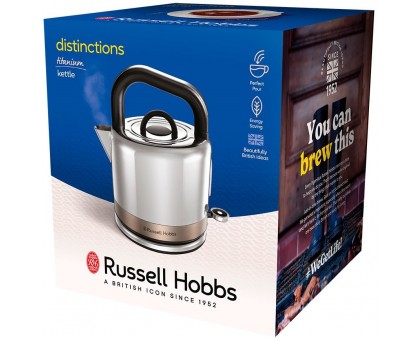 Електрочайник Russell Hobbs Distinctions Titanium, 1.5л, Strix, метал, сріблясто-мідний Електрочайник Russell Hobbs Distinctions Titanium, 1.5л, Strix, метал, сріблясто-мідний