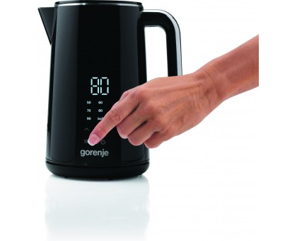 Електрочайник Gorenje 1.7л, подвійні стінки, LED дисплей, Strix контроль, чорний