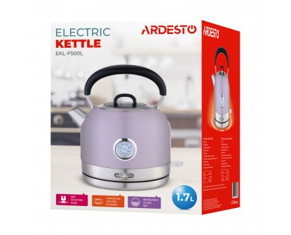 Електрочайник Ardesto EKL-F500L, 1.7л, метал, мат, Otter, ліловий