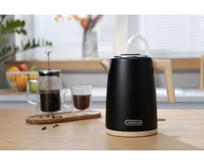 Електрочайник Ardesto EKL-F420BWD, 1.7л, метал, мат, Strix, чорний