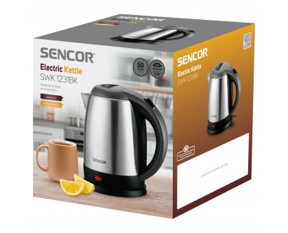 Электрочайник Sencor 1.2л, Strix, нержавеющая сталь, черно-серый