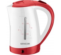Електрочайник Sencor 0.5л, Strix, пластик, в комплекті 2 склянки + 2ложки, біло-червоний