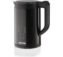Електрочайник Gorenje 1.7л, подвійні стінки, LED дисплей, Strix контроль, чорний