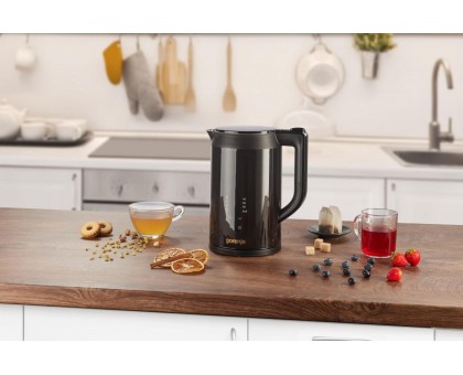Електрочайник Gorenje 1.7л, подвійні стінки, LED дисплей, Strix контроль, чорний Електрочайник Gorenje 1.7л, подвійні стінки, LED дисплей, Strix контроль, чорний