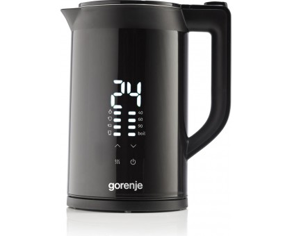 Електрочайник Gorenje 1.7л, подвійні стінки, LED дисплей, Strix контроль, чорний Електрочайник Gorenje 1.7л, подвійні стінки, LED дисплей, Strix контроль, чорний