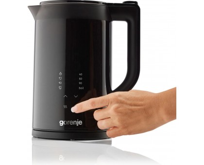 Електрочайник Gorenje 1.7л, подвійні стінки, LED дисплей, Strix контроль, чорний Електрочайник Gorenje 1.7л, подвійні стінки, LED дисплей, Strix контроль, чорний