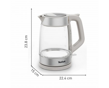 Электрочайник Tefal Glass Kettle 1.7л, стекло, с подсветкой, серебристо-белый