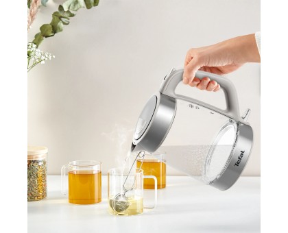 Электрочайник Tefal Glass Kettle 1.7л, стекло, с подсветкой, серебристо-белый