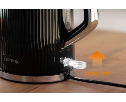 Электрочайник Gorenje 1.7л, Strix-контроль, черный матовый