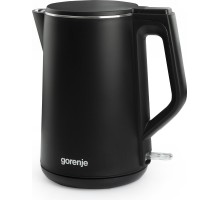 Електрочайник Gorenje, 1,5л, 2,200 Вт, корпус- нержав., Strix, матовий, чорний