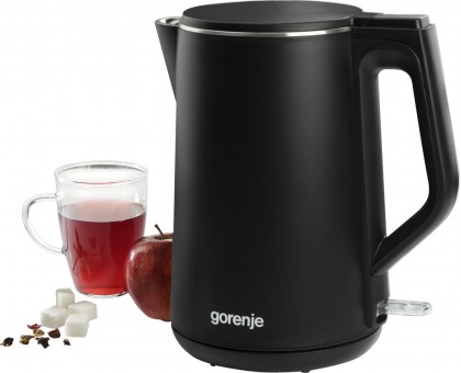 Электрочайник Gorenje, 1,5л, 2,200 Вт, корпус- нержав., Strix, матовый, черный Электрочайник Gorenje, 1,5л, 2,200 Вт, корпус- нержав., Strix, матовый, черный