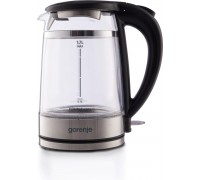 Электрочайник Gorenje 1.7л, 2,200 Вт, strix контроль, стекло, черный