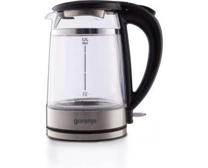 Електрочайник Gorenje 1.7л, 2,200 Вт, strix контроль, скло, чорний Електрочайник Gorenje 1.7л, 2,200 Вт, strix контроль, скло, чорний