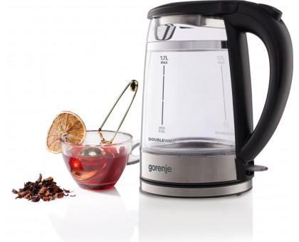 Електрочайник Gorenje 1.7л, 2,200 Вт, strix контроль, скло, чорний Електрочайник Gorenje 1.7л, 2,200 Вт, strix контроль, скло, чорний