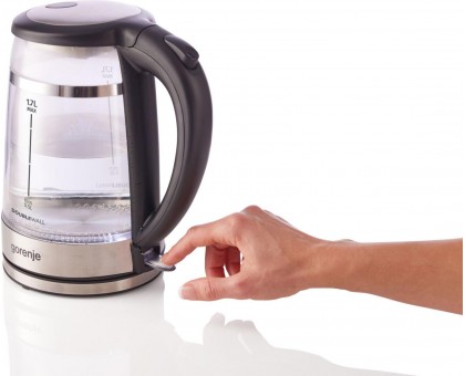 Електрочайник Gorenje 1.7л, 2,200 Вт, strix контроль, скло, чорний Електрочайник Gorenje 1.7л, 2,200 Вт, strix контроль, скло, чорний