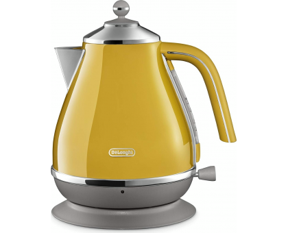 Электрочайник DeLonghi Icona Capitals, 1.7л, нержавеющая сталь, желтый