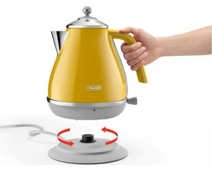 Электрочайник DeLonghi Icona Capitals, 1.7л, нержавеющая сталь, желтый