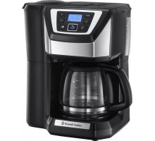 Кофеварка Russell Hobbs капельная Chester Grind und Brew 1.5л, молотый + зерна, LED-дисплей, кофемолка, черно-серебристый