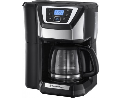 Кавоварка Russell Hobbs крапельна Chester Grind und Brew 1.5л, мелена + зерна, LED-дисплей, кавомолка, чорно-сріблястий Кавоварка Russell Hobbs крапельна Chester Grind und Brew 1.5л, мелена + зерна, LED-дисплей, кавомолка, чорно-сріблястий